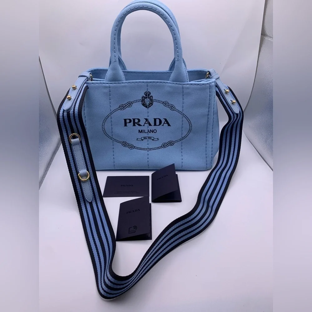 Prada Canapa Logo Tote - Beautiful Blue 🩵